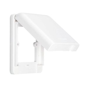Panasonic-Mặt vuông có nắp che mưa IP34 màu trắng dòng Wide